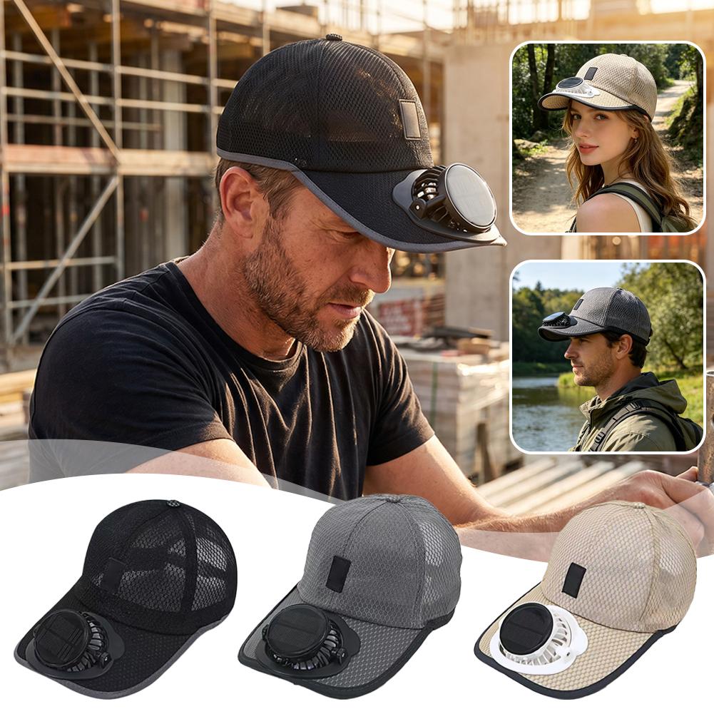 Outdoor Power Block - Unisex ventilatorhoed op zonne-energie, USB oplaadbaar,