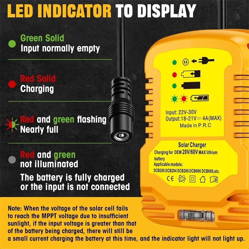 Outdoor Power Adapter - DC-aansluiting zonne-adapter voor Dewalt 18V 20V