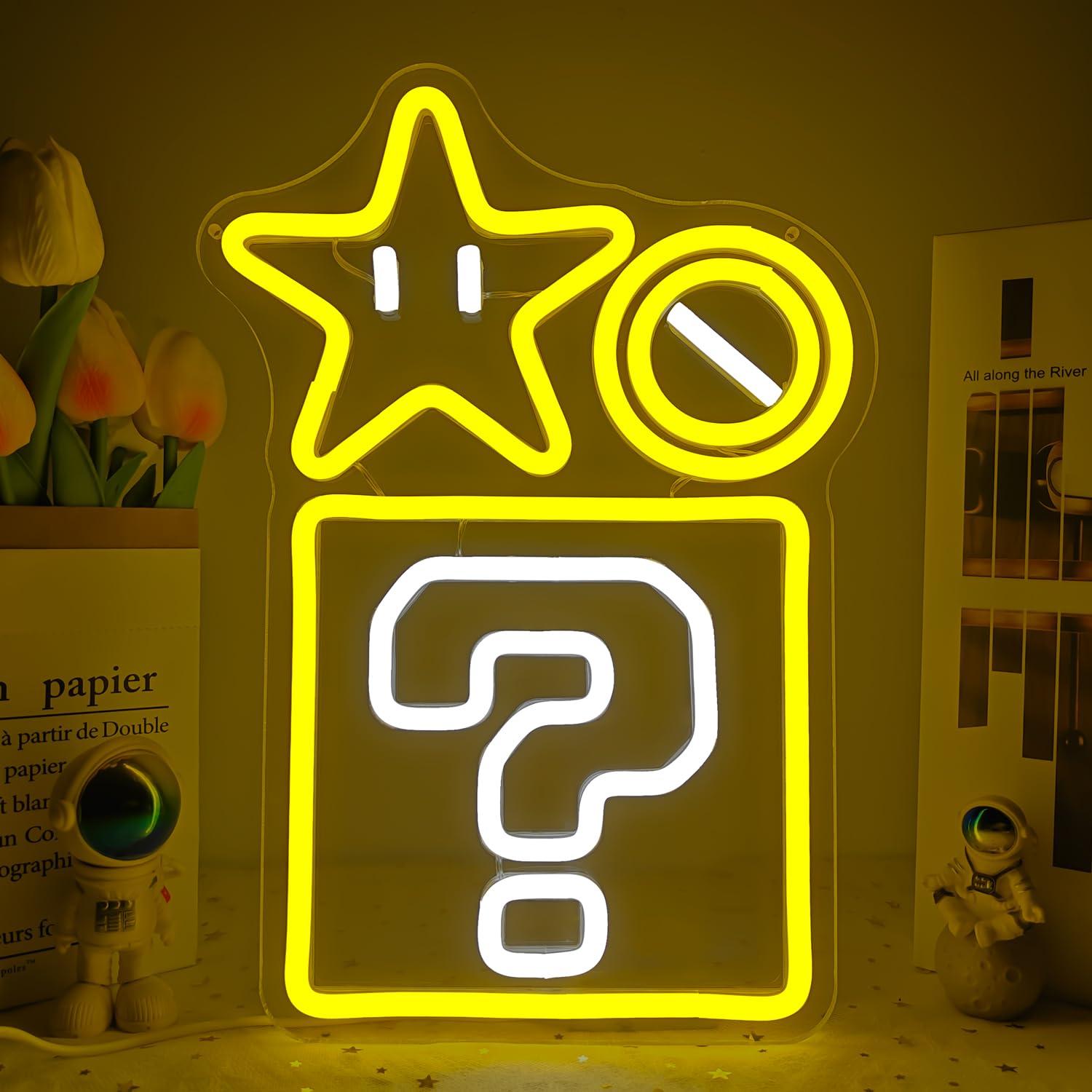 Outdoor Power Block - Vraagteken Ster Neon Licht USB Aangedreven
