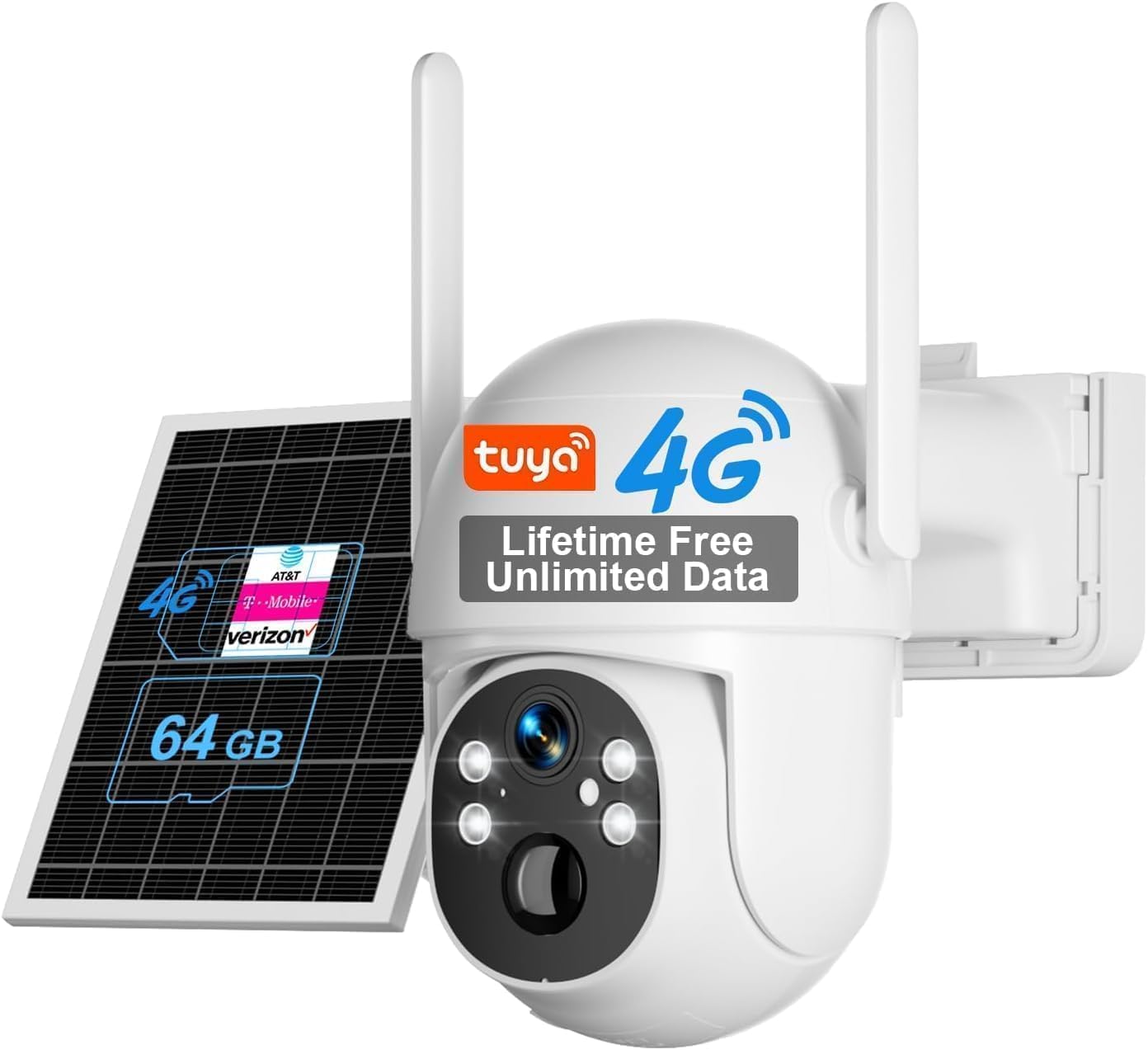 Outdoor Power Unlimited - Zonne-aangedreven 4G LTE mobiele beveiligingscamera, levenslang