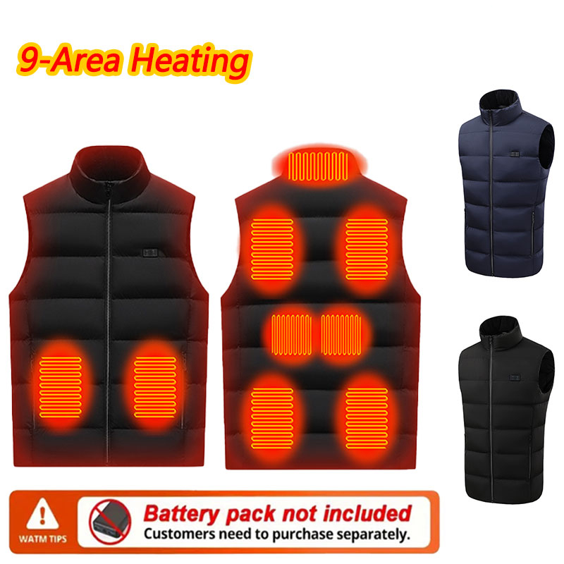 Outdoor Powersports - 9-gebied verwarmingsvest heren dames opstaande kraag